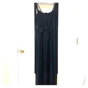 Black Sheer and Lace Maxi Dress